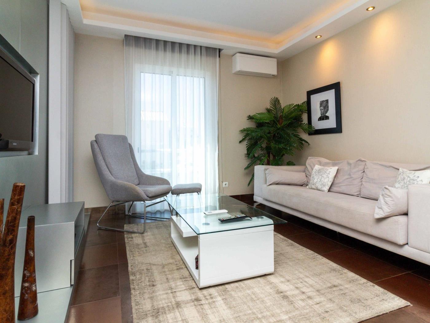 Bright living room at Dunas Salgados Apartment