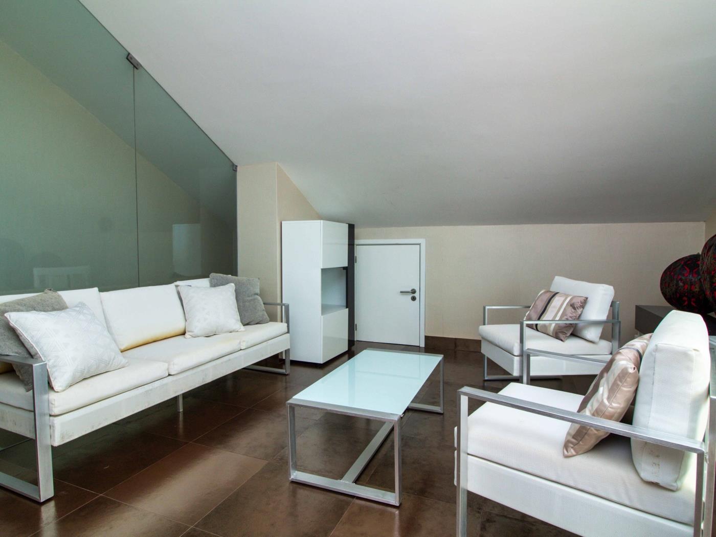 Private upper-floor lounge at Dunas Salgados Apartment